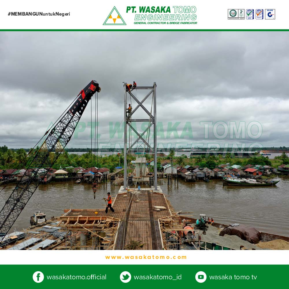 Jembatan Rangka Baja, Progress-1 : Jembatan Gantung 100 Meter - Antasan Bromo | Kontraktor Jembatan | Fabrikator Jembatan Baja